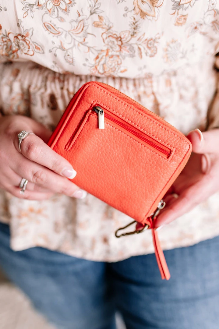 No Ship Drop Ship Apparel Joy Susan Mini Pixie Wallet In Coral 2 No Ship Drop Ship Apparel Joy Susan Mini Pixie Wallet In Coral