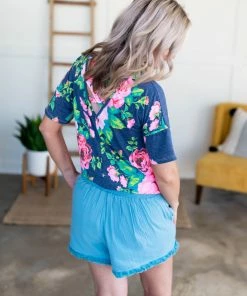 No Ship Drop Ship Fringe Benefits Shorts In Caribbean Blue Apparel