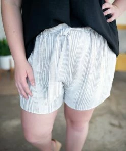 No Ship Drop Ship Apparel Consider It A Tie Cream Striped Shorts