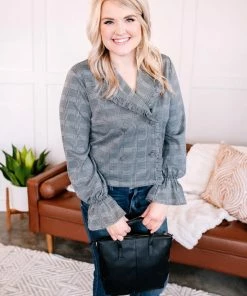 No Ship Drop Ship Apparel Check It Out Black Ruffled Jacket