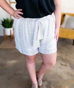 No Ship Drop Ship Apparel Consider It A Tie Cream Striped Shorts