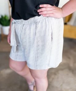 No Ship Drop Ship Apparel Consider It A Tie Cream Striped Shorts