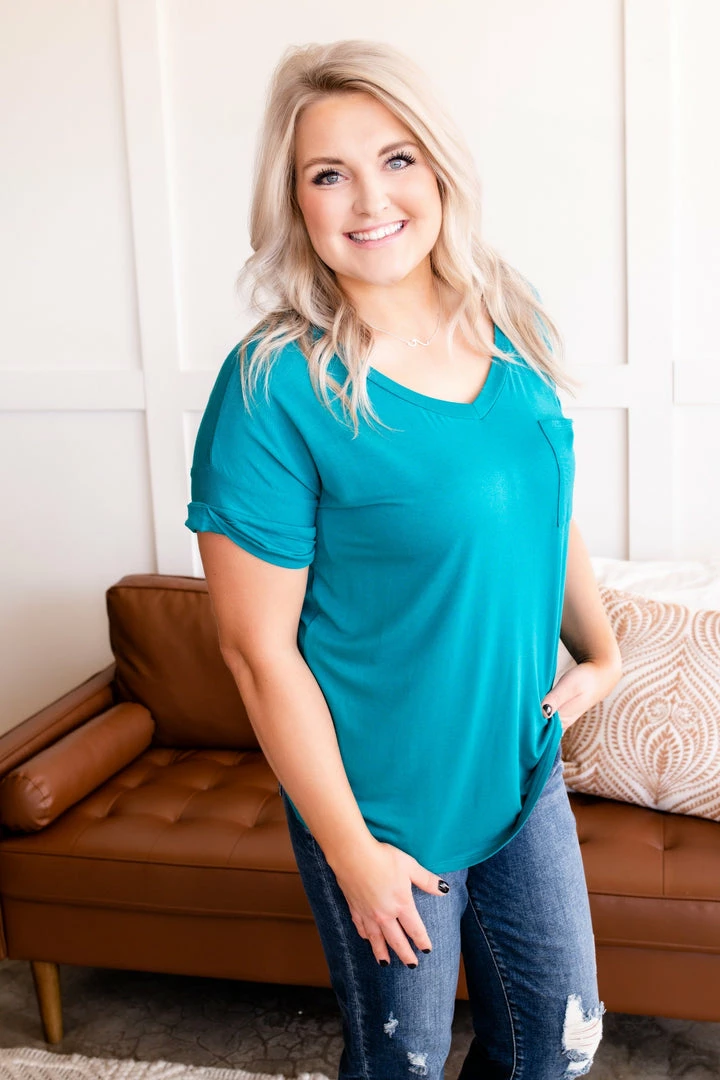 No Ship Drop Ship Apparel Pocketful Of Basics Tee In Teal 4 No Ship Drop Ship Apparel Pocketful Of Basics Tee In Teal