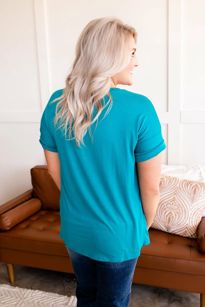 No Ship Drop Ship Apparel Pocketful Of Basics Tee In Teal 2 No Ship Drop Ship Apparel Pocketful Of Basics Tee In Teal