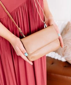 No Ship Drop Ship Crossbody Organizer In Camel By Joy Susan Apparel