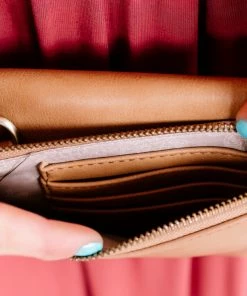 No Ship Drop Ship Crossbody Organizer In Camel By Joy Susan Apparel