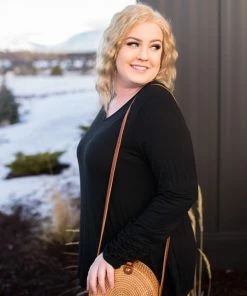 No Ship Drop Ship Just A Little Ruche Top In Black