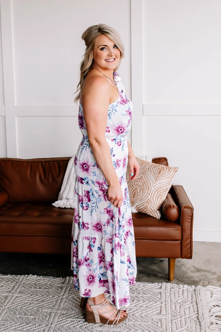 No Ship Drop Ship Apparel A Modern Twist Ribbon Tie Tiered Dress In Purple Floral 5 No Ship Drop Ship Apparel A Modern Twist Ribbon Tie Tiered Dress In Purple Floral