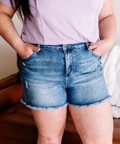 No Ship Drop Ship Apparel In High Spirits Cut Off Boyfriend Style Judy Blue Jean Shorts