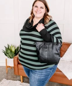 No Ship Drop Ship Turn Of Events Striped Cowl Neck Sweater Apparel