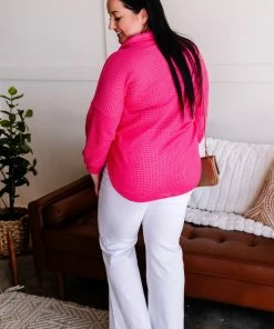No Ship Drop Ship The Decision Is Final Button Down Waffle Knit Top In Hot Pink 16 No Ship Drop Ship The Decision Is Final Button Down Waffle Knit Top In Hot Pink