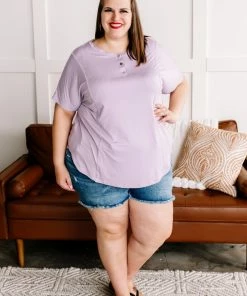 No Ship Drop Ship Decorate My World Button Top In Lavender Apparel