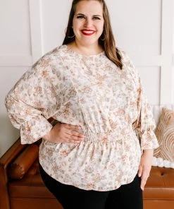 No Ship Drop Ship Counting Flowers Floral Smocked Blouse In Peach Apparel