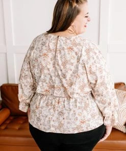 No Ship Drop Ship Counting Flowers Floral Smocked Blouse In Peach Apparel