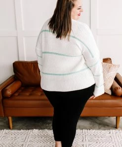 No Ship Drop Ship Double Your Fun Sweater In Spearmint And Cream Apparel