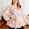 No Ship Drop Ship Place Your Bets Floral Swiss Dot Blouse