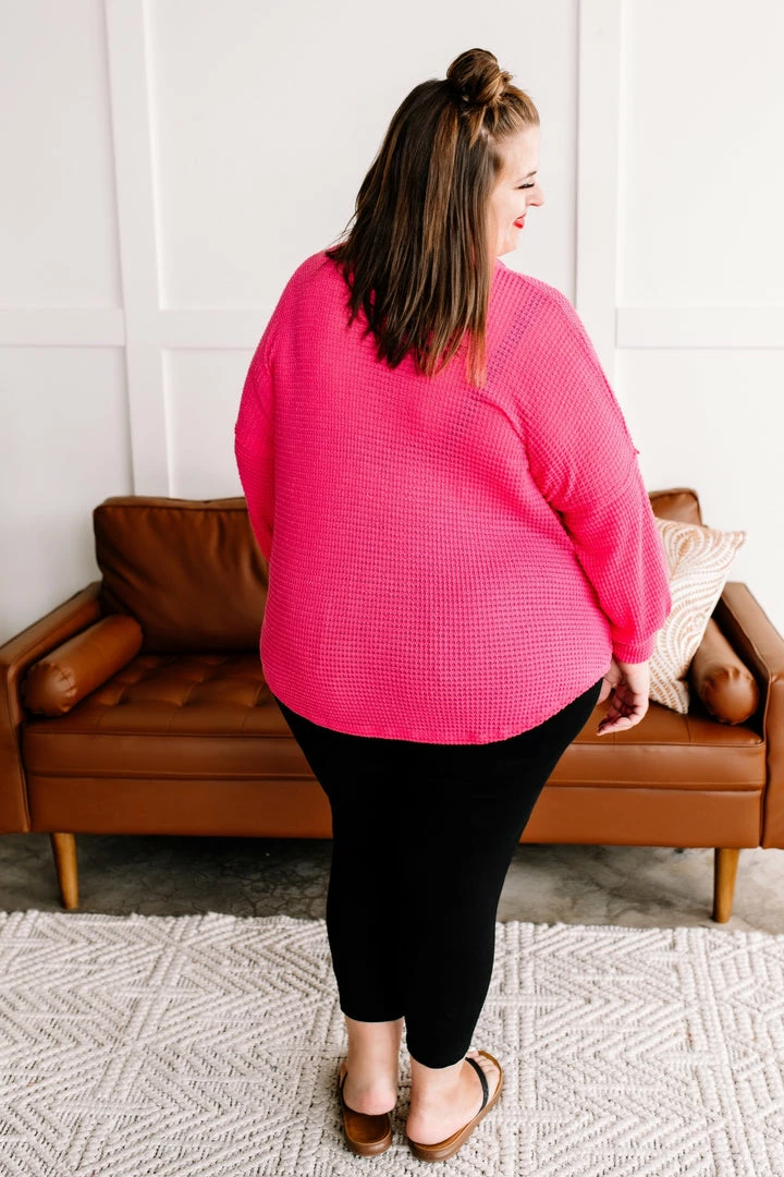 No Ship Drop Ship The Decision Is Final Button Down Waffle Knit Top In Hot Pink 4 No Ship Drop Ship The Decision Is Final Button Down Waffle Knit Top In Hot Pink