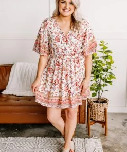 No Ship Drop Ship Saving The Best Boho Floral Tie Back Dress In Coral Apparel