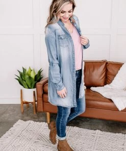 No Ship Drop Ship Worn Around The Edges Tunic In Denim