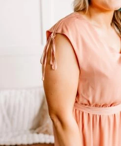 No Ship Drop Ship A Touch Of Peach Midi Dress