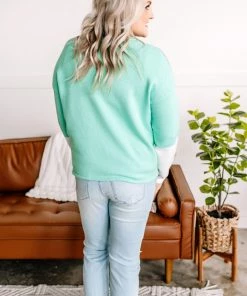 No Ship Drop Ship See You Later Colorblock Sweater In Mint & Gray Apparel 17 No Ship Drop Ship See You Later Colorblock Sweater In Mint & Gray Apparel