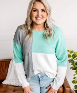 No Ship Drop Ship See You Later Colorblock Sweater In Mint & Gray Apparel 12 No Ship Drop Ship See You Later Colorblock Sweater In Mint & Gray Apparel