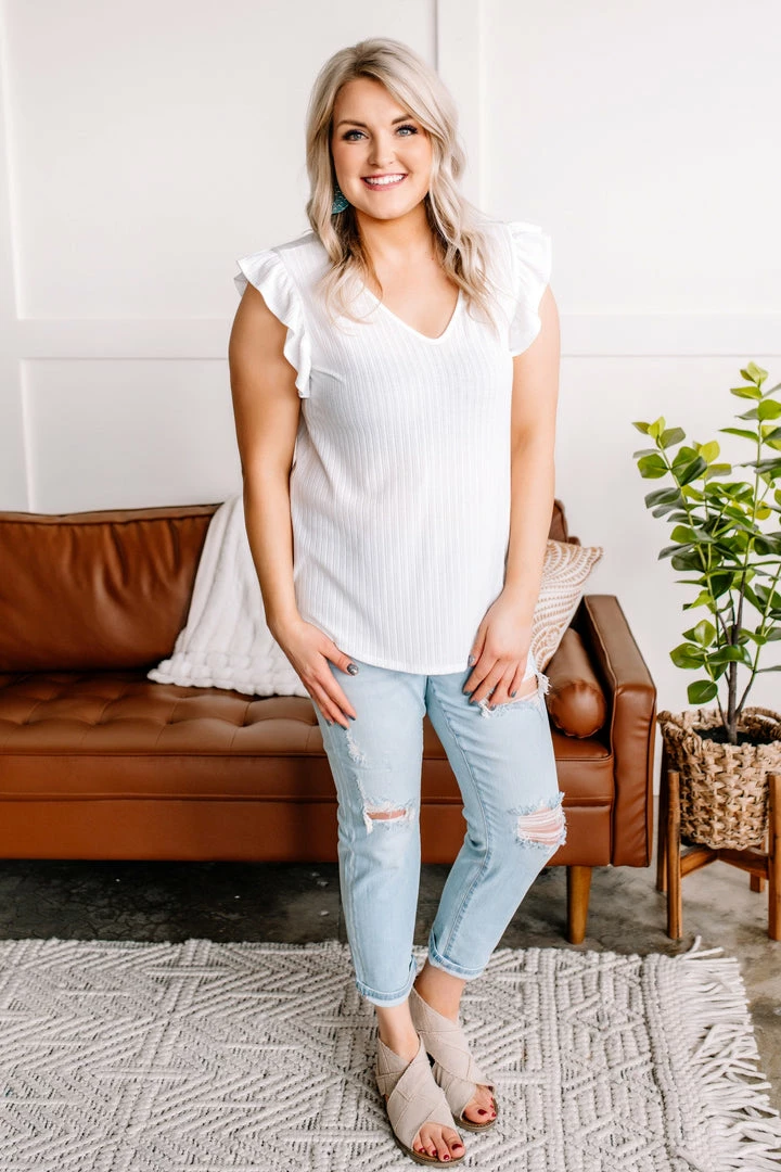 No Ship Drop Ship Apparel Back To The Start Ruffle Pointelle Top In Ivory 9 No Ship Drop Ship Apparel Back To The Start Ruffle Pointelle Top In Ivory