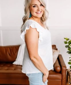 No Ship Drop Ship Apparel Back To The Start Ruffle Pointelle Top In Ivory 15 No Ship Drop Ship Apparel Back To The Start Ruffle Pointelle Top In Ivory