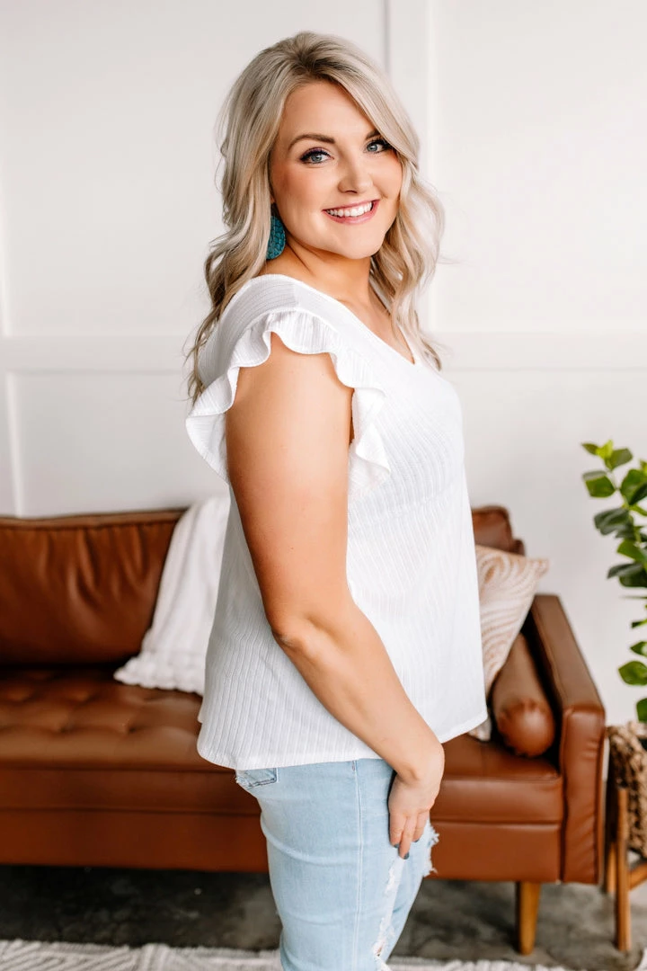 No Ship Drop Ship Apparel Back To The Start Ruffle Pointelle Top In Ivory 7 No Ship Drop Ship Apparel Back To The Start Ruffle Pointelle Top In Ivory