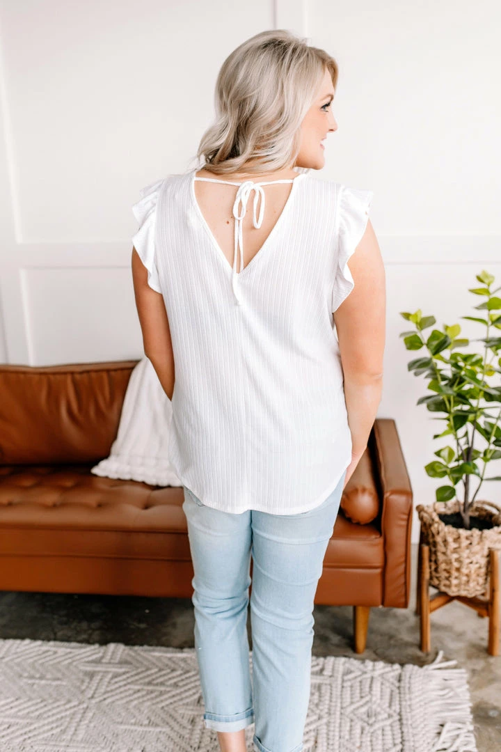 No Ship Drop Ship Apparel Back To The Start Ruffle Pointelle Top In Ivory 2 No Ship Drop Ship Apparel Back To The Start Ruffle Pointelle Top In Ivory