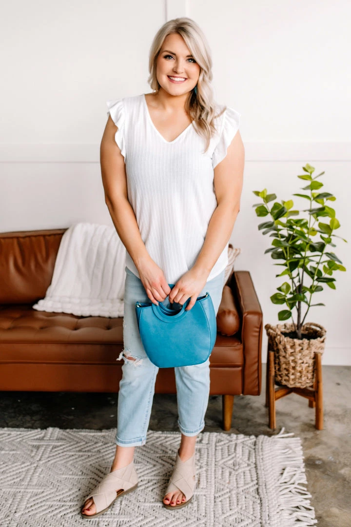 No Ship Drop Ship Apparel Back To The Start Ruffle Pointelle Top In Ivory 1 No Ship Drop Ship Apparel Back To The Start Ruffle Pointelle Top In Ivory