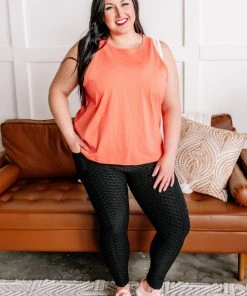 No Ship Drop Ship Muscle Out The Competition Sleeveless Muscle Tee In Coral