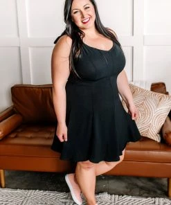 No Ship Drop Ship That's My Line Tie Strap Dress In Midnight Apparel