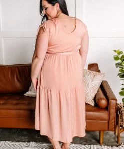 No Ship Drop Ship A Touch Of Peach Midi Dress