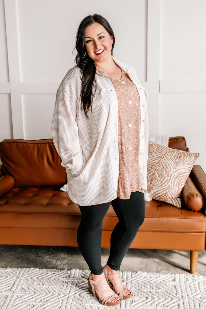 No Ship Drop Ship Crème De La Crème Button Down Waffle Knit Shacket Apparel 8 No Ship Drop Ship Crème De La Crème Button Down Waffle Knit Shacket Apparel