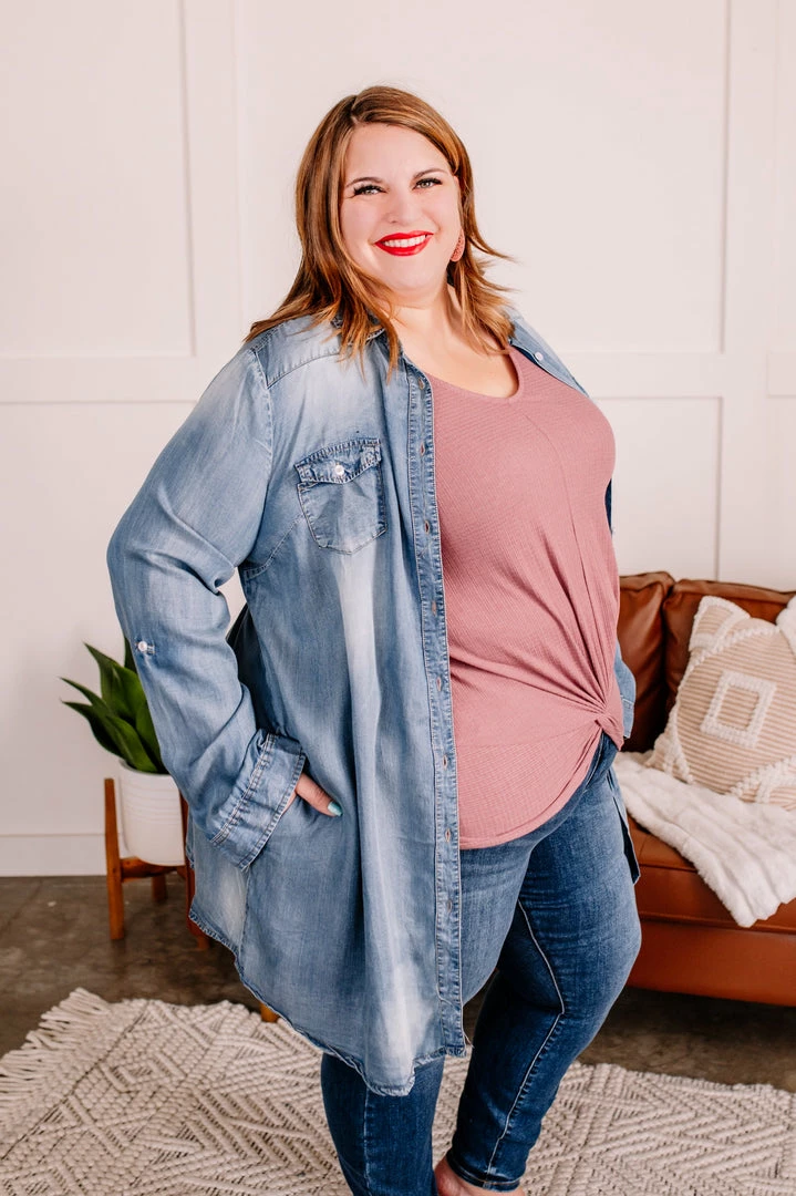 No Ship Drop Ship Worn Around The Edges Tunic In Denim 9 No Ship Drop Ship Worn Around The Edges Tunic In Denim