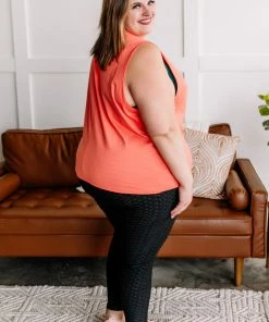 No Ship Drop Ship Muscle Out The Competition Sleeveless Muscle Tee In Coral