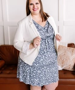 No Ship Drop Ship No Hesitation Tie Front Floral Dress In Vintage Blue (GHG-S) 16 No Ship Drop Ship No Hesitation Tie Front Floral Dress In Vintage Blue (GHG-S)