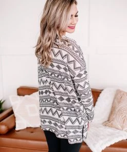 No Ship Drop Ship Apparel Out Of Print Aztec Top In Off White & Charcoal 14 No Ship Drop Ship Apparel Out Of Print Aztec Top In Off White & Charcoal