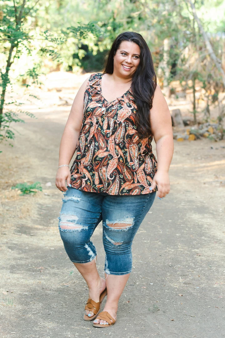 Boutique Simplified Fall Paisley Sleeveless Top 2 Boutique Simplified Fall Paisley Sleeveless Top