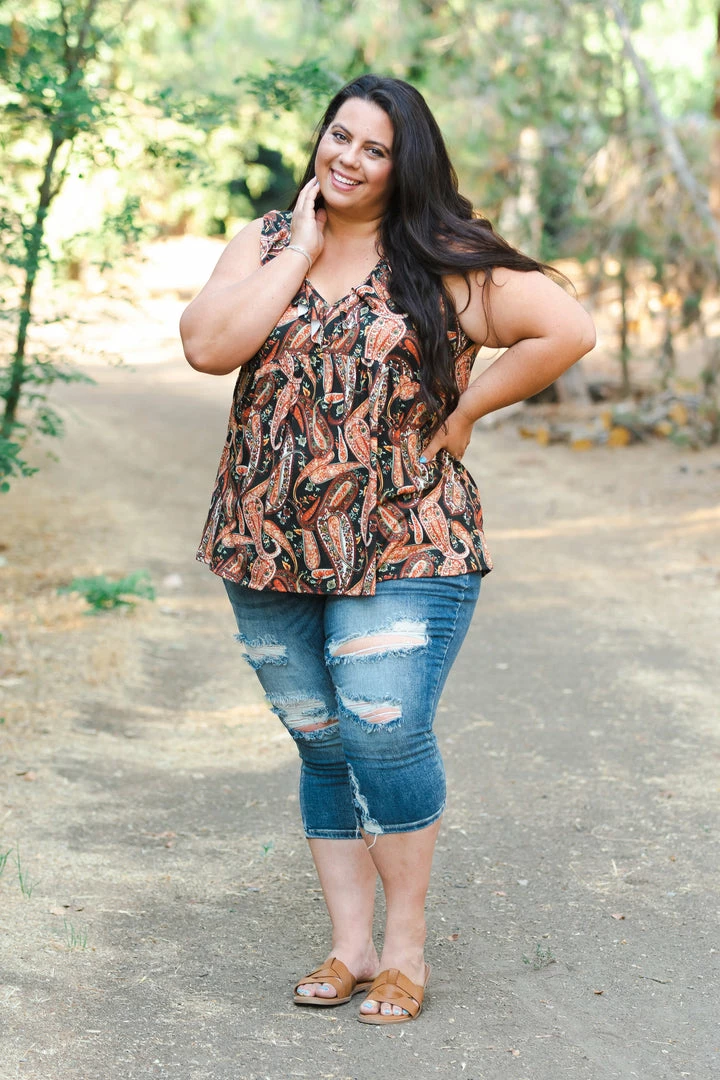 Boutique Simplified Fall Paisley Sleeveless Top 3 Boutique Simplified Fall Paisley Sleeveless Top