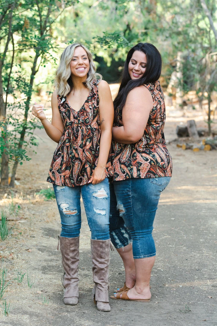 Boutique Simplified Fall Paisley Sleeveless Top 6 Boutique Simplified Fall Paisley Sleeveless Top