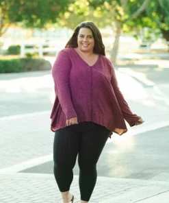 Boutique Simplified Merlot Afternoons Brushed Waffle Knit