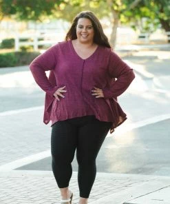 Boutique Simplified Merlot Afternoons Brushed Waffle Knit