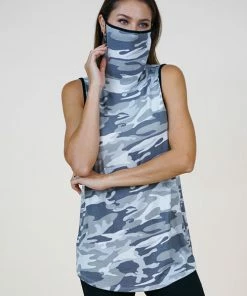 Boutique Simplified Essential Tank In Grey Camo