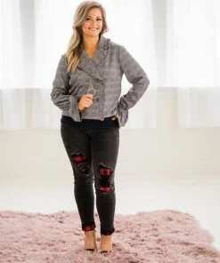 No Ship Drop Ship Judy Blue Buffalo Plaid Check Mate Jeans Denim