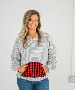 No Ship Drop Ship Plaid About You Hoodie In Gray Stripes 16 No Ship Drop Ship Plaid About You Hoodie In Gray Stripes