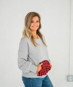 No Ship Drop Ship Plaid About You Hoodie In Gray Stripes 17 No Ship Drop Ship Plaid About You Hoodie In Gray Stripes