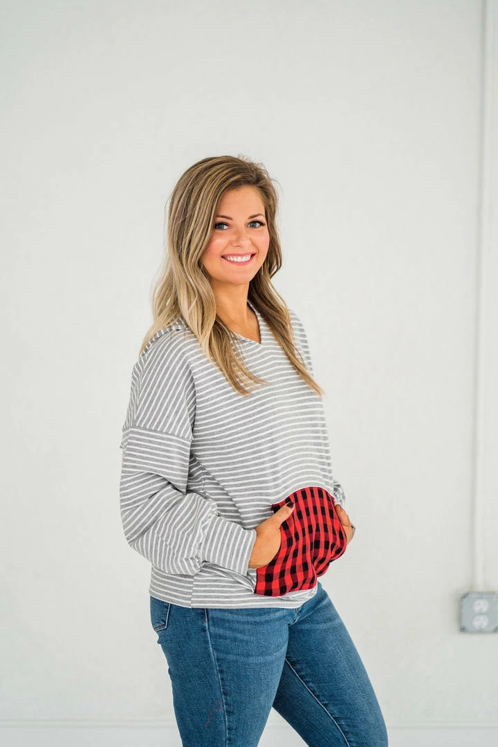 No Ship Drop Ship Plaid About You Hoodie In Gray Stripes 8 No Ship Drop Ship Plaid About You Hoodie In Gray Stripes