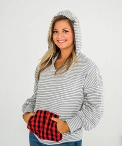 No Ship Drop Ship Plaid About You Hoodie In Gray Stripes 19 No Ship Drop Ship Plaid About You Hoodie In Gray Stripes